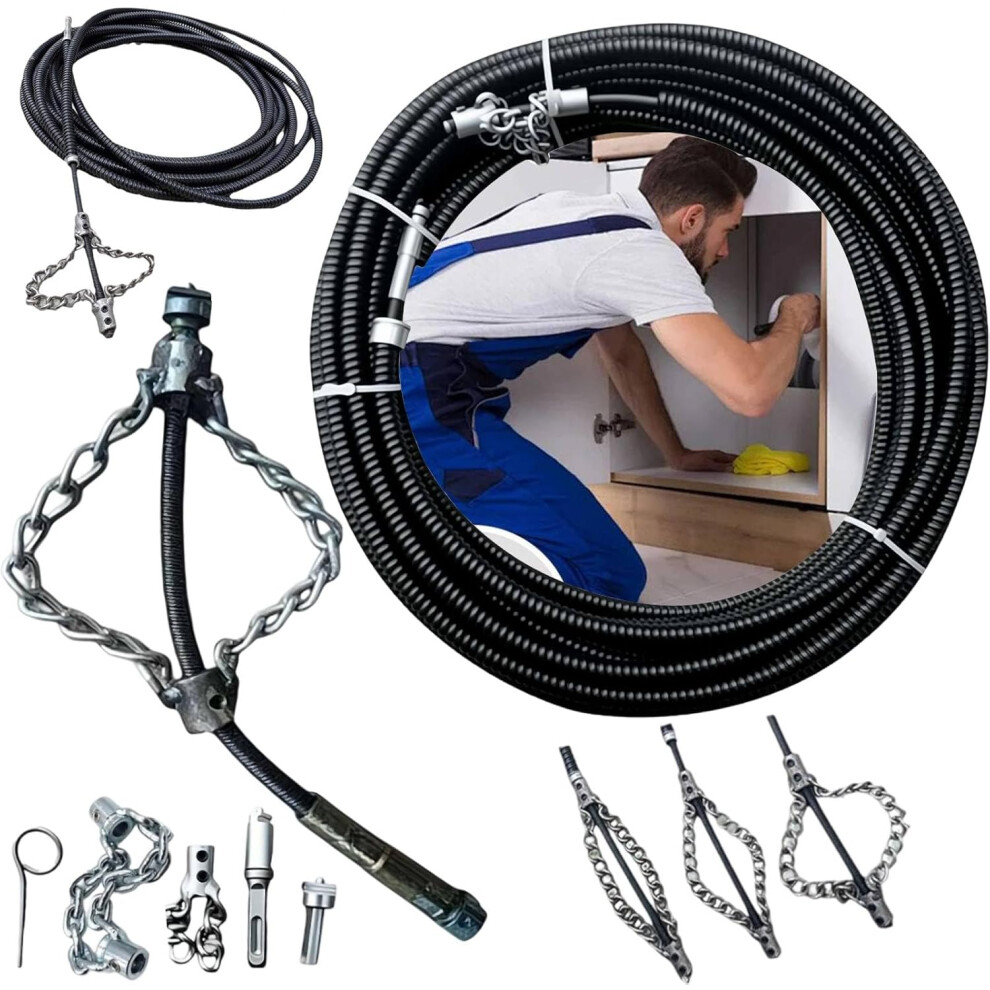Flex Shaft Sewer Descaling Chain, Push Type Rotary Cable Pipe Maintenance Tool 3233222885156