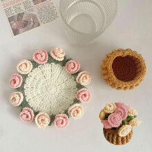 Crochet Flower Blanket Coasters Handmade Vintage Bouquet Material Pack