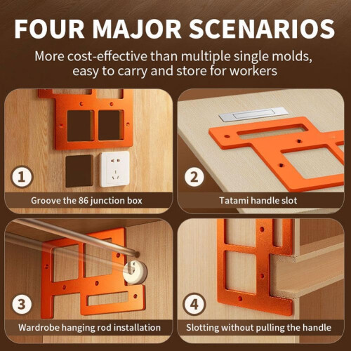 Switch Socket Opening Template, Adjustable Woodwork Hole Cutting Guide 1