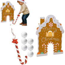 Sada minigolfových hier Gingerbread, vianočná rodinná párty aktivita pre deti a dospelých