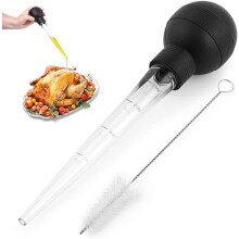 Große Silikon-Truthahnspritze mit Pinsel zum Injizieren von Marinade in Fleisch, Geflügel und zum Backen