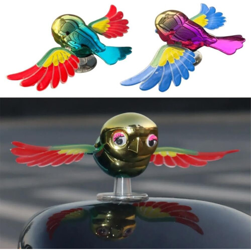 Flapping Wings Bird Rearview Mirror Ornament, Wind Powered Rotating Car Accessory 1