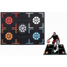 Tapete de treino de basquetebol antiderrapante, com apoio para os pés e lembrete de pontos de apoio para controle de bola.