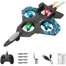 V32 RC skumfly fjernbetjening, 360 graders vendbar jagerflylys 2 batterier