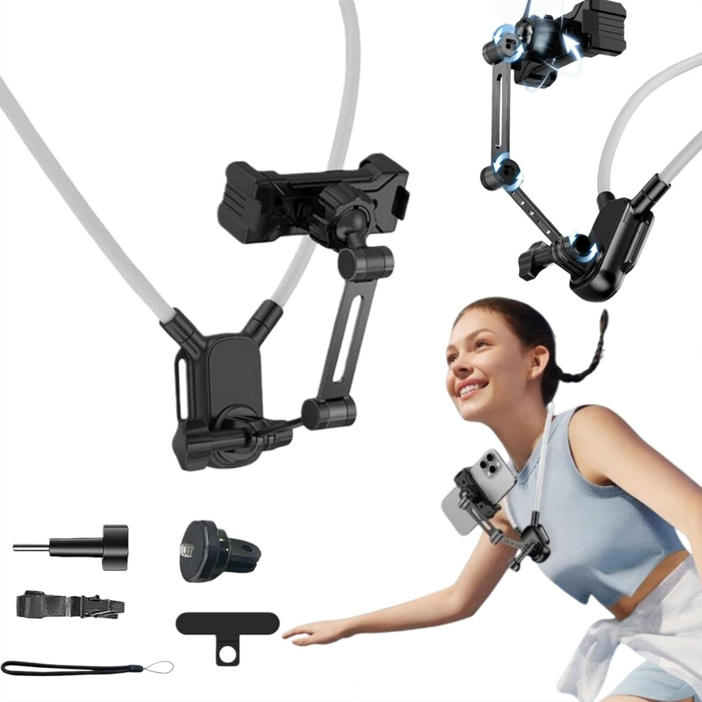 Magnetic Neck Holder For Action Camera Phone, Hands Free Chest Mount Tripod 3233222886719