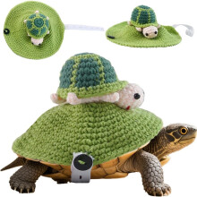 Håndlavet strikket sweater til kæledyrskildpadde, justerbar rem, sødt kostume