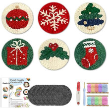 Julpunch Nålunderlägg Kit 6 ST, DIY Broderi Julklapp Heminredning