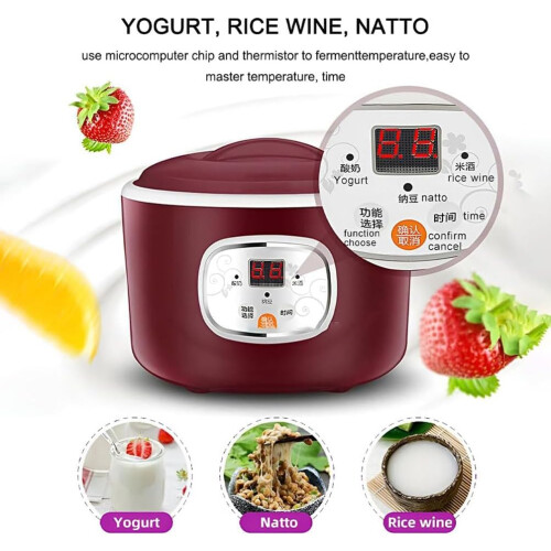 Automatic Yogurt Maker 1L Stainless Steel with Smart Temperature Control and Adjustable Timer 1
