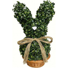 Künstlicher Hasen-Topiary-Baum im Topf, künstlicher Buchsbaum als Osterdekoration für Haus und Veranda