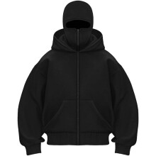 Balaclava hoodie met ingebouwd gezichtsmasker, ski-jas met dubbele capuchon Y2K
