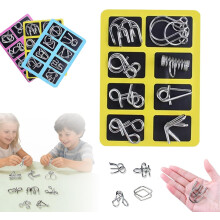 Metal Brain Teaser Puzzles Ring 3D, Interlocking Wire IQ Logic Challenge Game