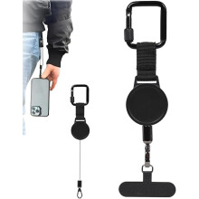 Șnur de telefon retractabil antifurt pentru exterior, cablu de oțel cu carabină de blocare