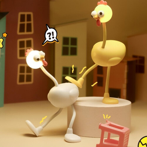 Changeable Shape Funny Chicken Night Light, DIY Poseable Silicone Mood Lamp 1