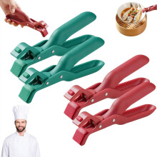 Pinça anti-queimaduras para pratos quentes, pinça de silicone antiderrapante para micro-ondas.