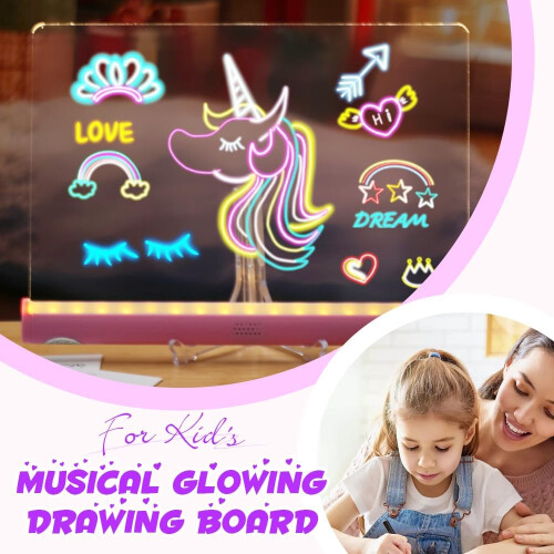 LED Note Board with Colours Drawing, Lighted Acrylic Dry Erase Message Board 1