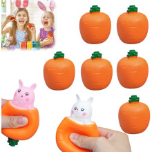 Conejito de zanahoria de Pascua, cesta de Pascua, juguete de conejito de zanahoria, rellenos novedosos hechos a mano, 6 piezas