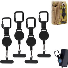 Șnur de telefon retractabil antifurt pentru exterior, cablu de oțel cu carabină de blocare