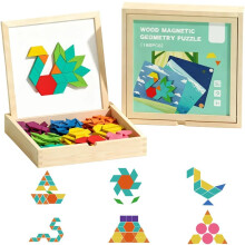 Jeu de puzzle magnétique en bois Tangram, jouet éducatif idéal pour les tout-petits