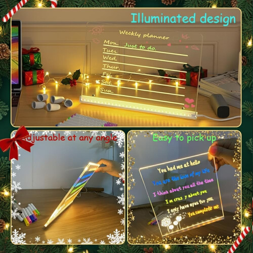 LED Note Board with Colours Drawing, Lighted Acrylic Dry Erase Message Board 1