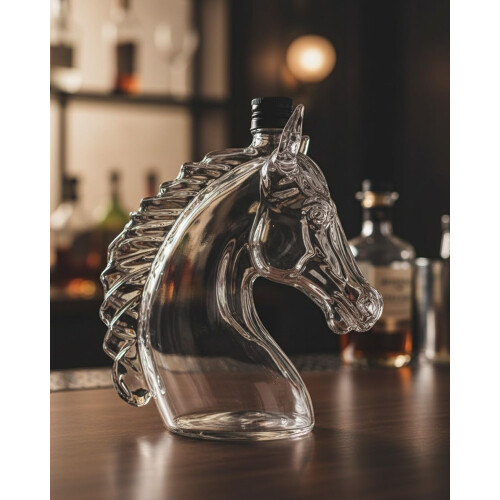 Hästhuvud Whiskykaraff 350ml, Klar Spritbar Presentdisplay 1