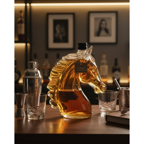 Hästhuvud Whiskykaraff 350ml, Klar Spritbar Presentdisplay 2