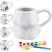 Kit de pintura de caneca de Natal "faça você mesmo", xícara de café de cerâmica com pincéis para artesanato.