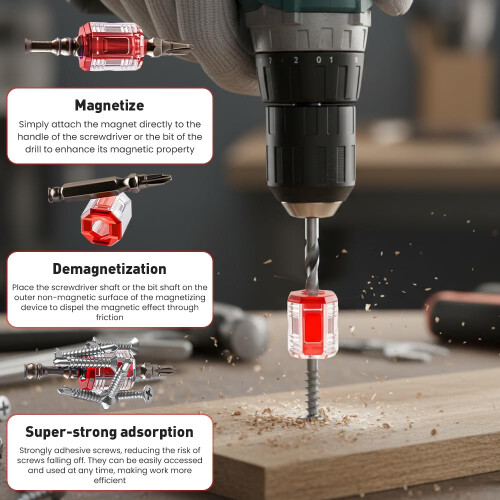 1/4 Inch Strong Magnetic Screw Ring, Universal Removable for Screwdriver Drill 2