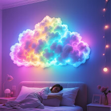 LED-wolkenlamp met muziekritme, creatieve verlichting, 3D-onweerswolken, RGB-sfeerverlichting.