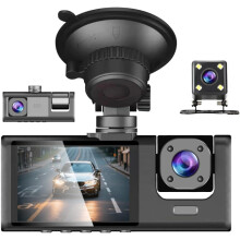 Cameră auto 1080P cu 3 canale, înregistrare față-spate în cabină, senzor G, detectare mișcare, vedere nocturnă