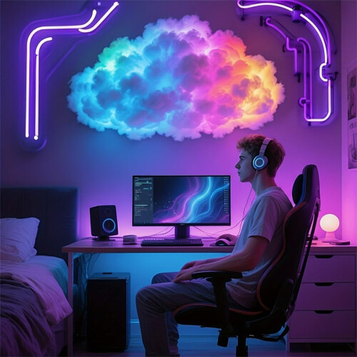 LED Φωτισμός Σύννεφο με Ρυθμό Μουσικής, RGB, Διακοσμητικό - DIY (800 εκ) 2