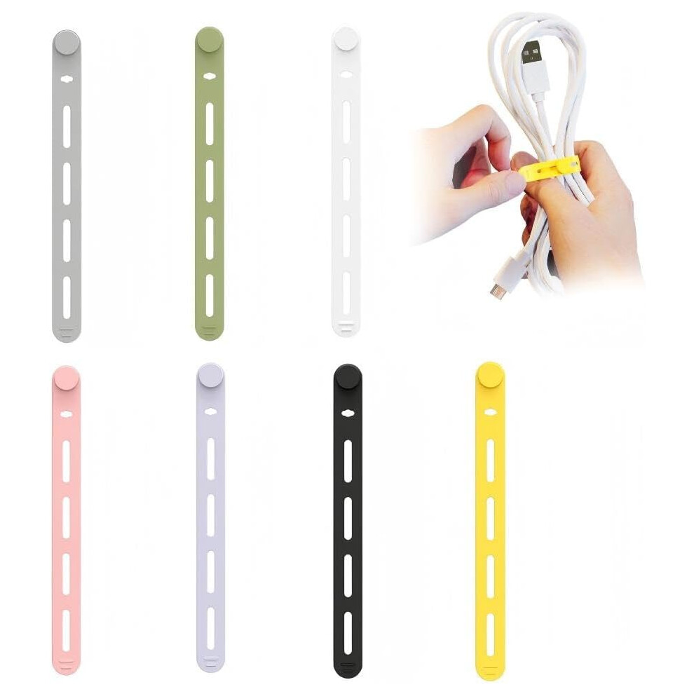 Silicone Cable Organizer Headphone Cable Ties Reusable Cord Management Multipurpose 7 Pack 3233222893342
