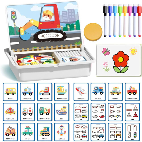 Puzzle Learning Building Blocks with Write Board, Enhances Creativity Adults