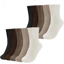 Dam enfärgade mittvadsstrumpor 5 10 par, mysiga termosockor i bomull med stickning