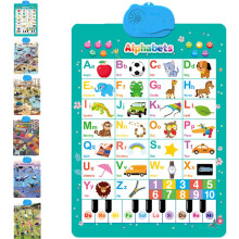 Talking Wall Chart for Kids English Spanish Learning Poster ABCs Numbers Animals Piano