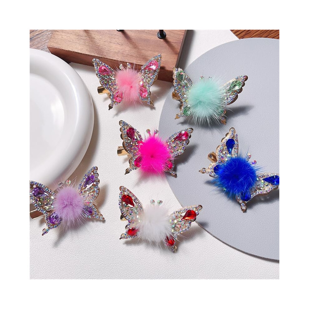 6 12PCS Vliegende Vlinder Haarspeld Legering Clip Met Strass Steentjes Bewegende Vleugels Elegante Zijclip-image