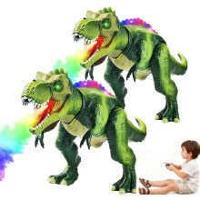 Fire Breathing Dragon Toy LED Lights Remote Control Walking Dinosaur Flame Mist Roaring