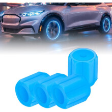 Set van 4 glow-in-the-dark ventieldopjes voor autobanden, LED fluorescerende fietsventieldopjes blauw