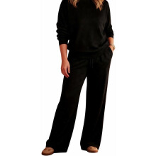 Hyggeligt rejsesæt med rund hals og skinnende sweatshirtbukser, 2-delt sæt til kvinder, jule-loungeoutfit
