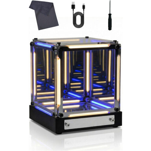 Λάμπα Άβυσσου 4D Infinity Mirror Cube, Αλλαγή Χρώματος Αφής, USB - Φουτουριστικό