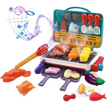 Juego de cocina de juguete con parrilla para barbacoa para niños, con humo, sonido y luz, ideal para cocinar.