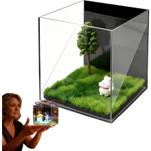 3D-Hologramm-Gedenkbox für Haustiere, Hunde-Schattenornament, individueller Name und Datum, transparent