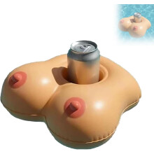 Porta-copos inflável divertido em formato de seio para piscina.