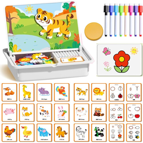 Magnetic Puzzle Learning Building Blocks, Jigsaw with Write Board Adults