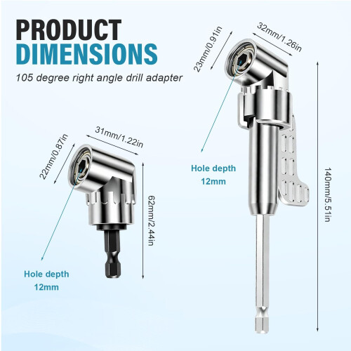 Corner Angled Screwdriver Drill Adapter 105 Degree Right Angle Attachment Extension 2