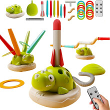 Brinquedo 3 em 1: Lançador de Foguetes de Dinossauro, Pular, Jogar Argolas, Musical, Esportivo para Crianças em Ambientes Internos e Extern