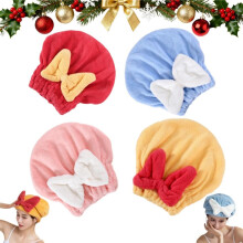 Toalha de cabelo superabsorvente em microfibra, secagem rápida, espessa e com laço macio para mulheres.