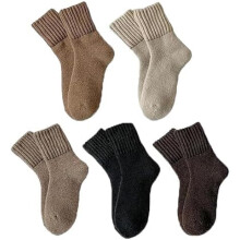 Herbst-Winter-Socken, 5 Paar Damen-Socken, einfarbig, mittelhoch, für Stiefel und Leggings