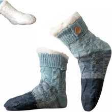 Stickade ultratjocka tofflor Hemstrumpor Kashmir Tjocka Fleecefodrade Grippers Fuzzy Christmas