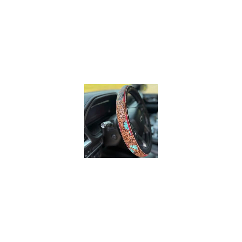 Retro Western Cowboy Car Universal Steering Wheel Cover 15 Inch Anti Slip Breathable 3233222897944