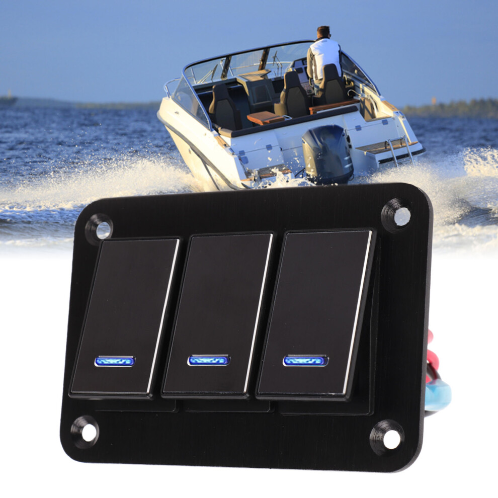 Rv Marine Waterproof 3 Gang Aluminum Alloy Rocker Switch Panel Dc12v-24V 7681381012191